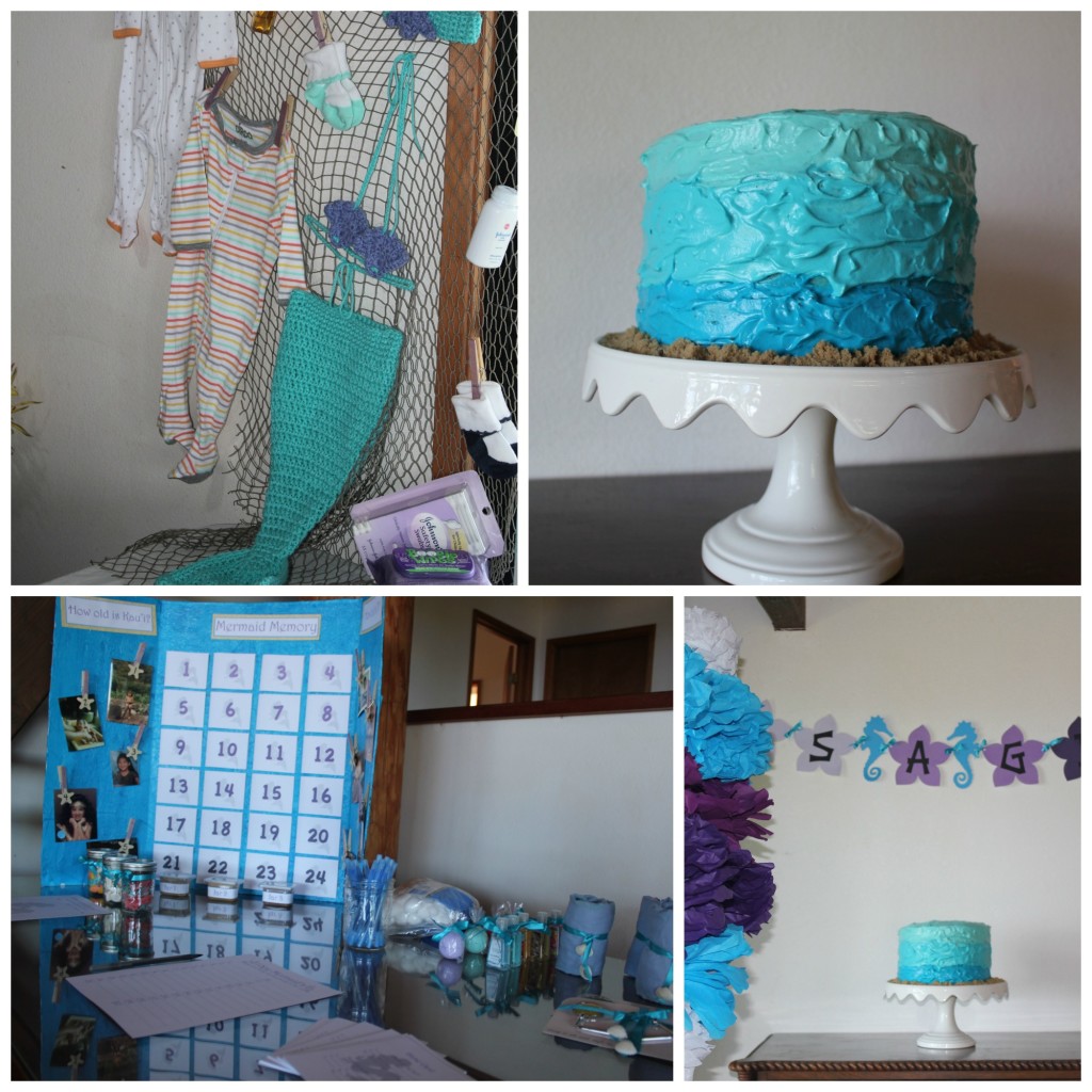 mermaid baby shower cake