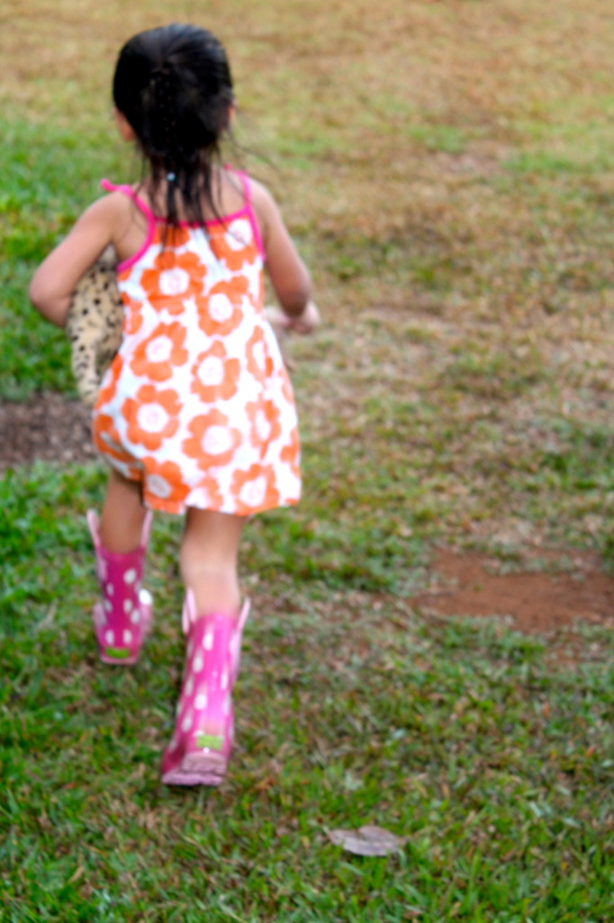 running in rain boots