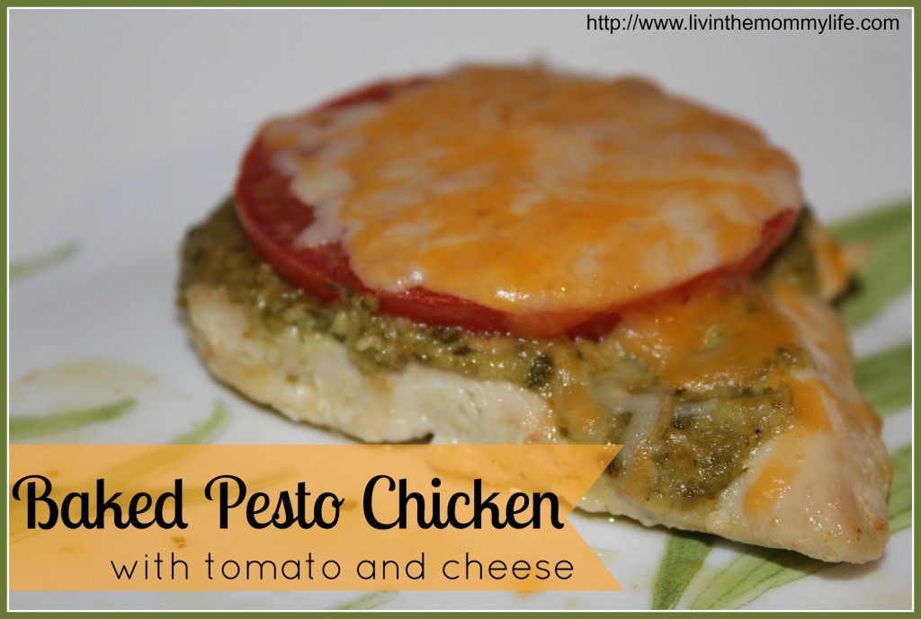 baked pesto chicken with tomato and cheese