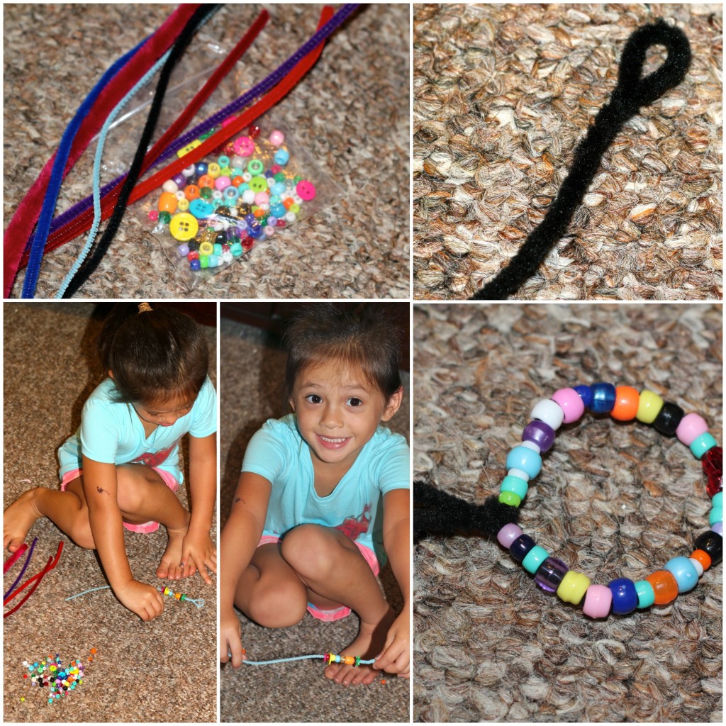 making a bead and button bracelet