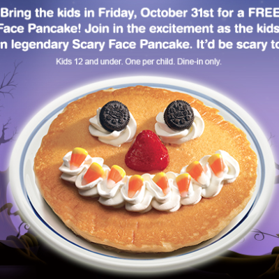 FREE Scary Face Pancake at IHOP on Halloween