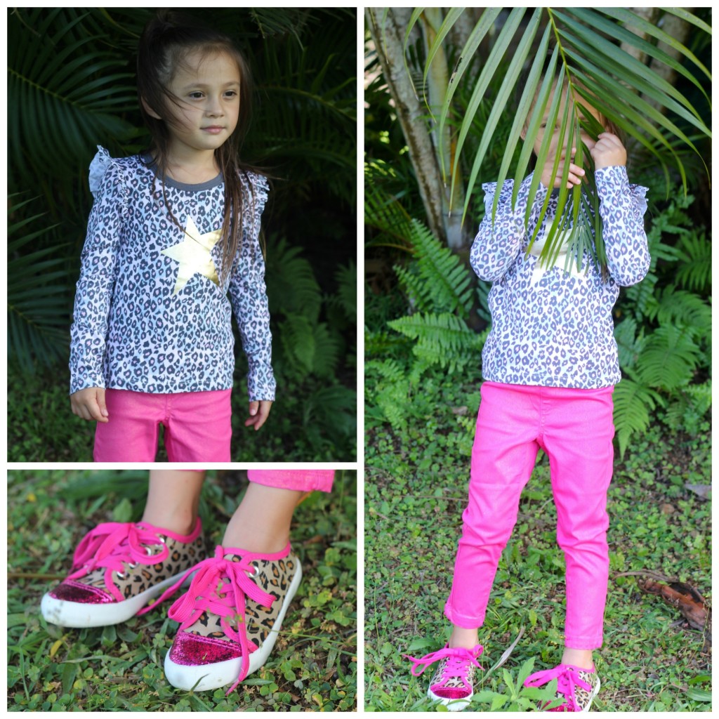 FabKids Cheetah Long Sleeve Pants Outfit