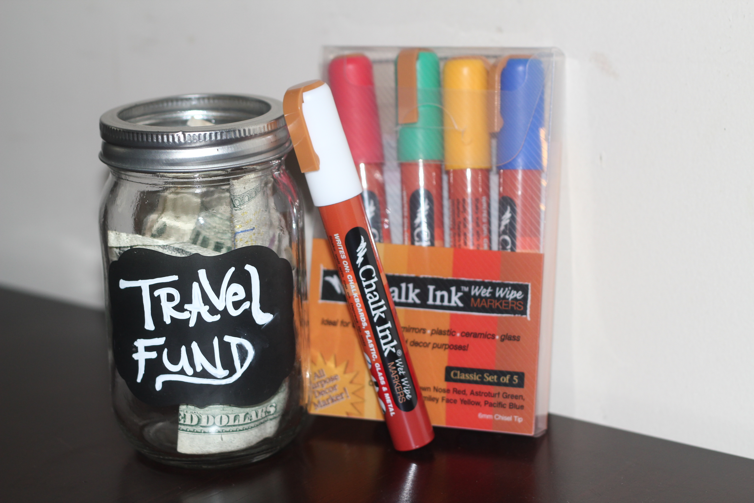 DIY Travel Fund Jar with Chalk Ink Markers