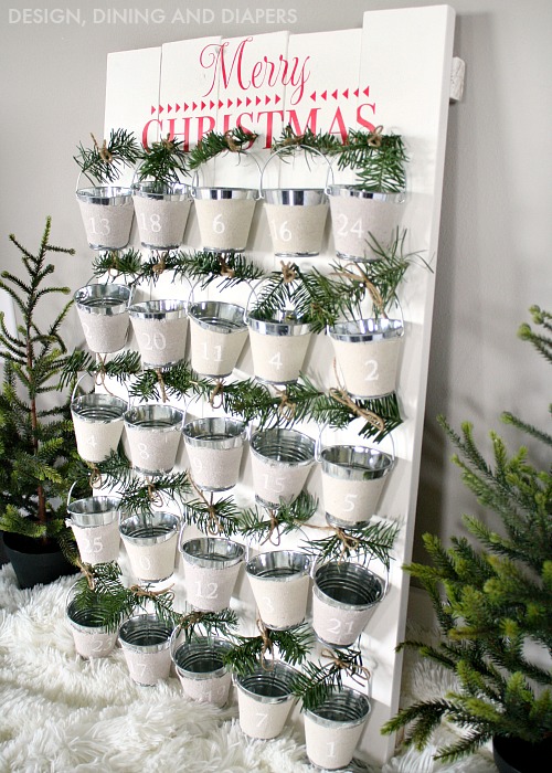 DIY Advent Calendar white buckets