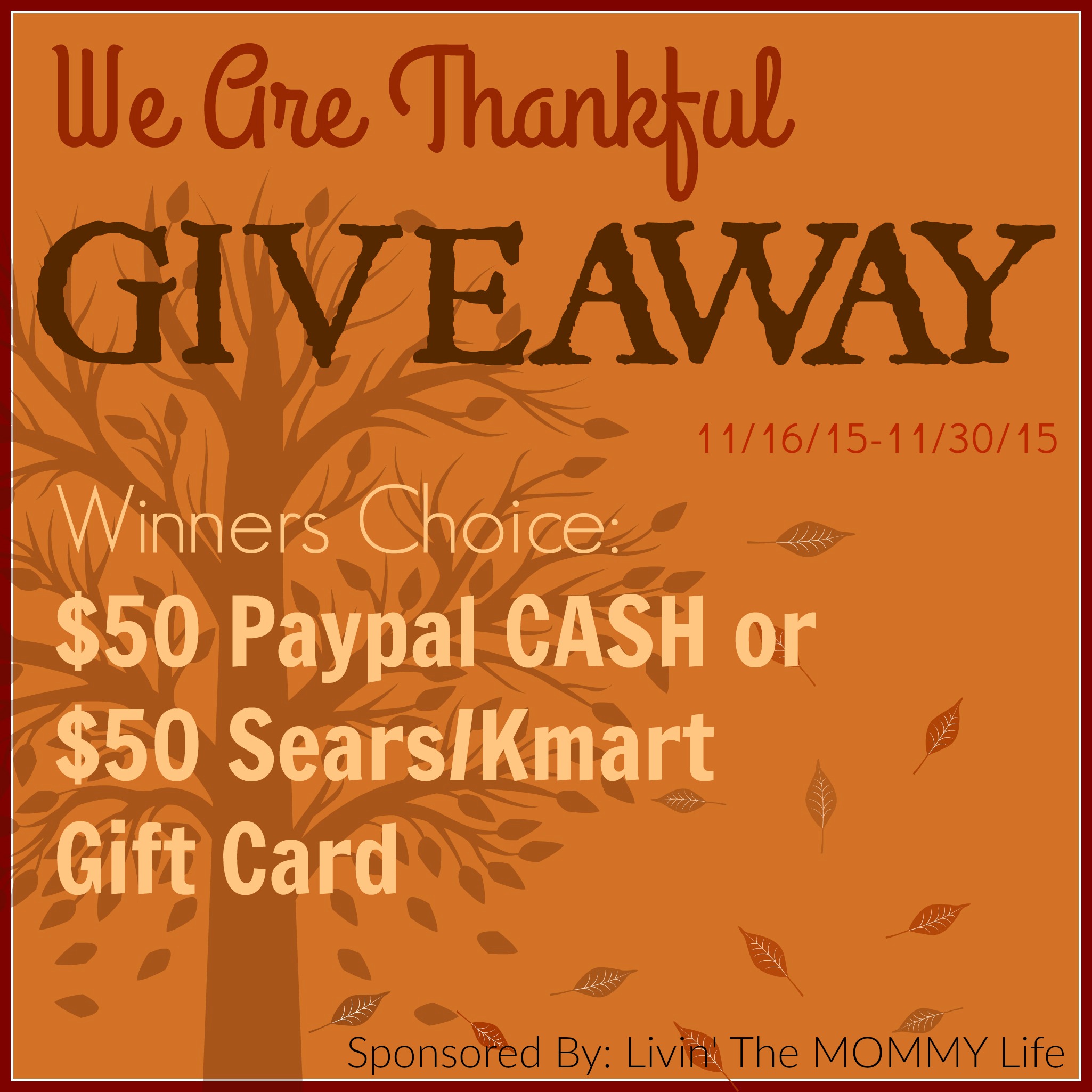 We Are Thankful Paypal Casg Kmart Gift card Giveaway