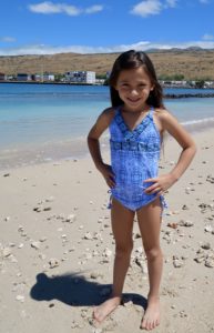 moroccan inspired girls blue swimsuit