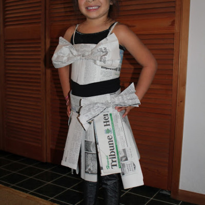 Recycled Materials Dress Up Day: Newspaper Skirt & Top