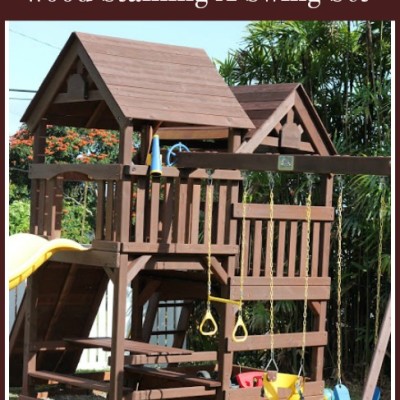DIY- Wood Staining a Kids Swing Set