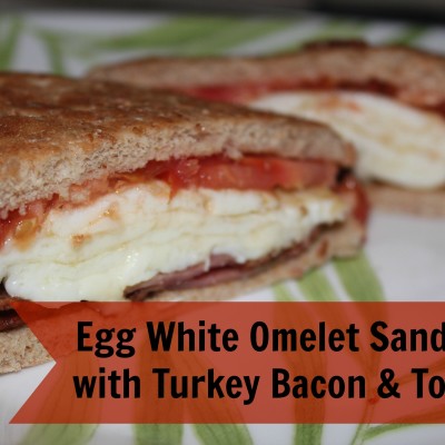 Egg White Omelet Sandwich with Turkey Bacon and Tomato
